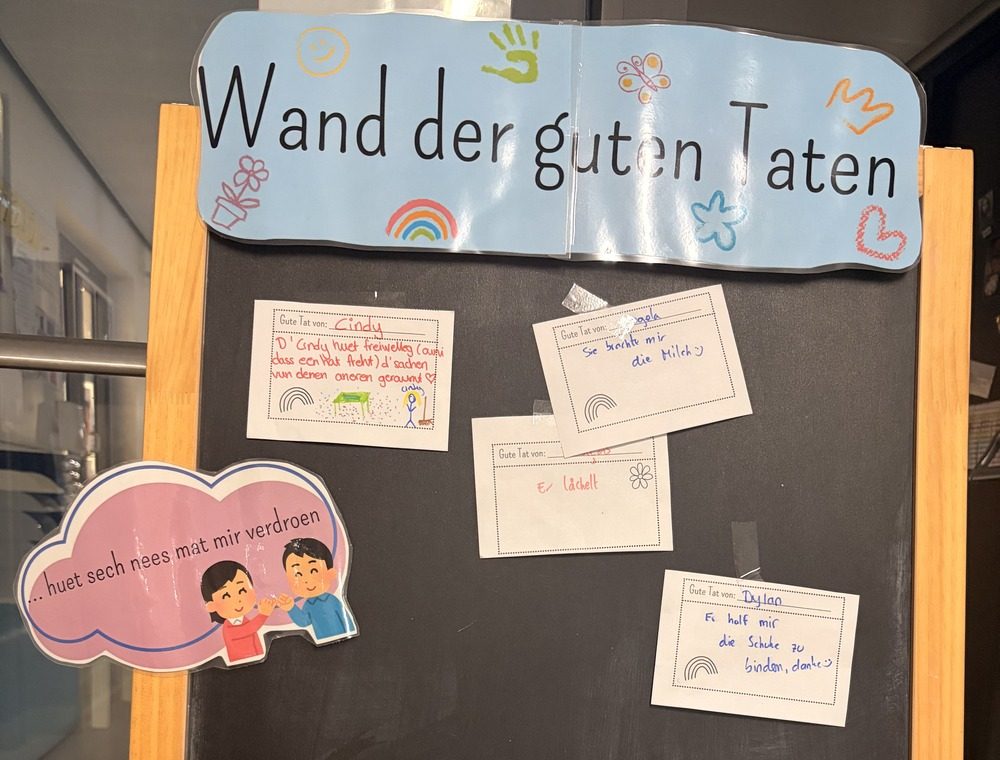 Tafelfoto mit der Wand der guten Taten